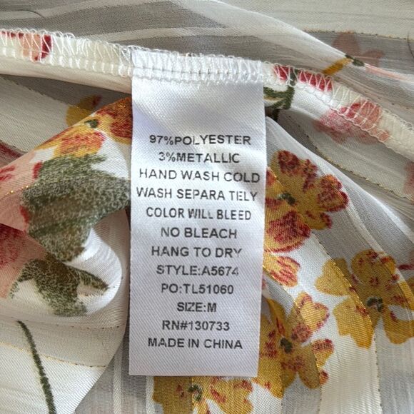 Umgee Sheer Floral Duster with Flowy Sleeves Size Medium - Picture 5 of 5